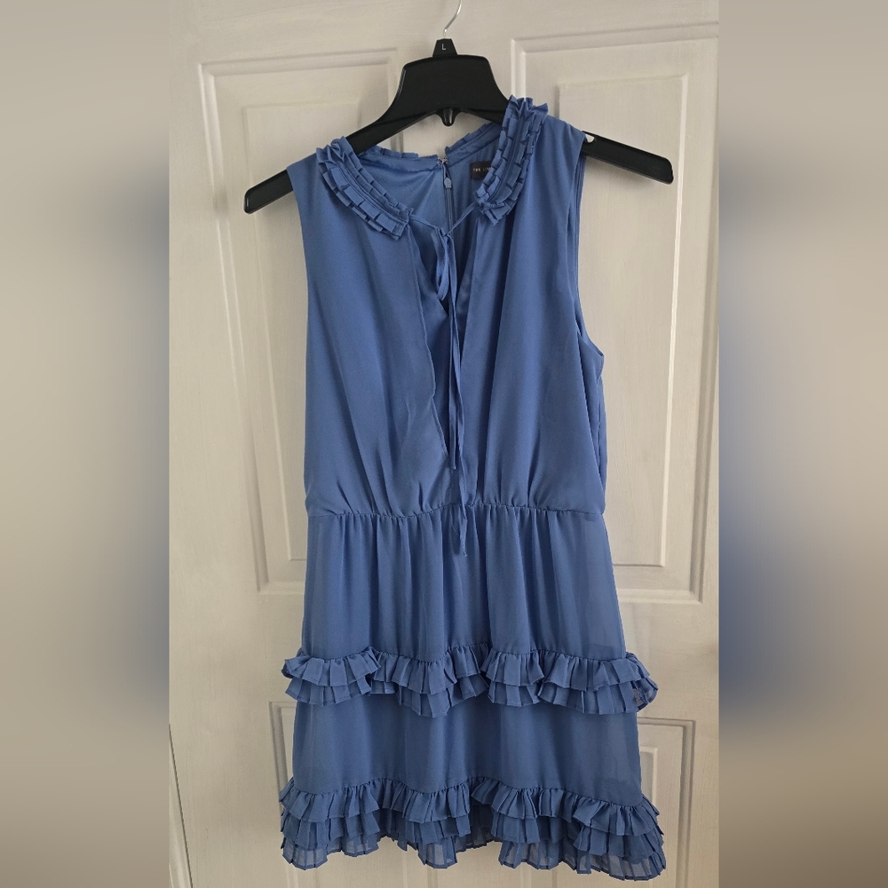 The Limited Ruffled Blue Midi Dress